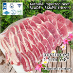 Beef BLADE Australia frozen daging sapi sampil CUBED-DADU RENDANG / CURRY BITE-SIZE 2cm 5/8" (price/pack 600g +/-50pcs) any brand in stock; GBP, WMPG, RALPHS or AMH